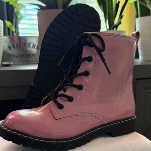 Sugar Shiny Pink Combat Boots